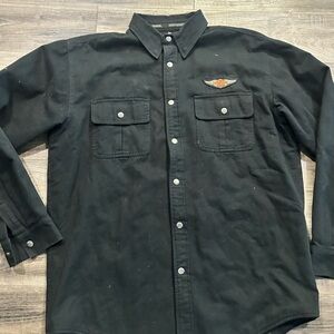 Vintage Harley Davidson Insulated Riding Button Up Embroidered Shirt Jacket L